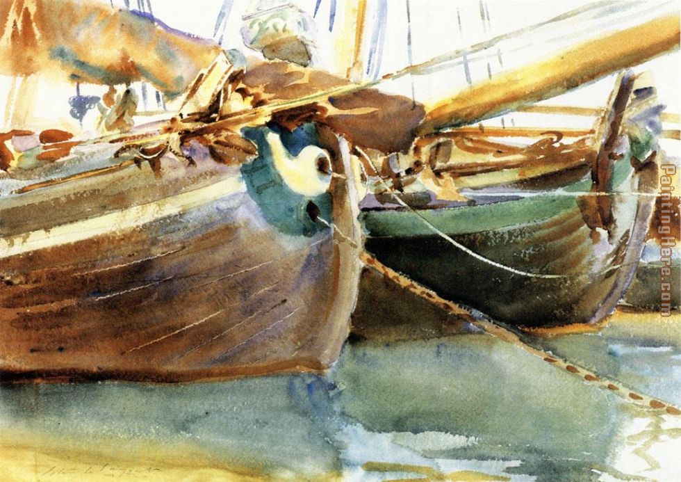 Boats Venice painting - John Singer Sargent Boats Venice art painting